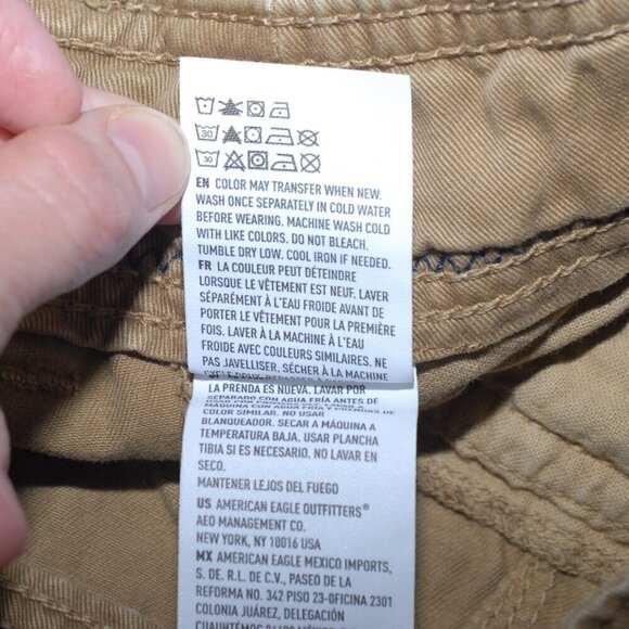 12” inseam 6 Pockets GUC Size 32 Cargo Jean Shorts Camel Dark Tan Denim - Picture 8 of 8